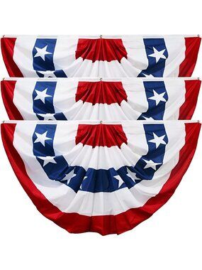 3 Pack American Flags Bunting 1.5 X 3 FT,4th Of July Decorations